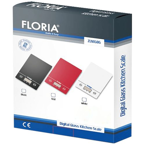 Floria ZLN1686/BK Konyhai mérleg, 5 kg-ig.