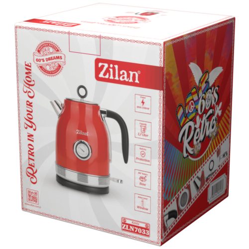 Zilan ZLN7033 Retro vízforraló - 2200W - piros
