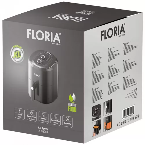 Floria ZLN8009 Forrólevegős sütő, air fryer, 1360W, 6L - fekete