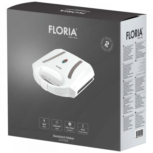 Floria ZLN7942 Szendvicssütő, LED kijelzés, 800W