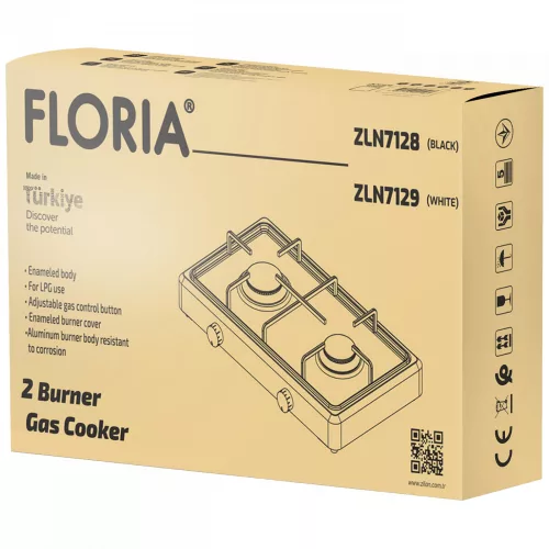 Floria ZLN7128 Gáztűzhely, 2 égős - fekete