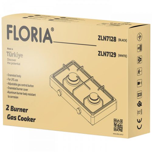 Floria ZLN7129 Gáztűzhely, 2 égős - fehér