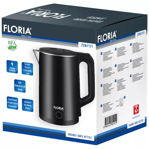 Floria ZLN4919 Vízforraló, 1500W, 2 liter, dupla falú ház 