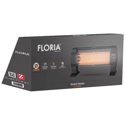 Floria ZLN1084 BK, Halogén (kvarc) fűtőtest,fekete, álló, 1200 W 