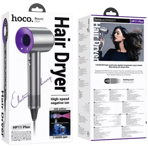 HOCO HP11 Plus Hajszárító ionizációs funkcióval, 1600 W, lila