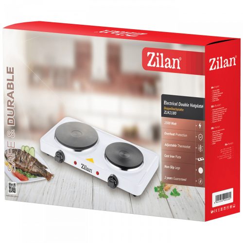 Zilan ZLN2180 Elektromos főzőlap, 2 lapos - 15,5/18,5cm - 2500W - fehér 
