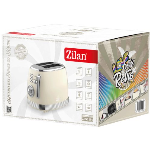 Zilan ZLN1191 Retro kenyérpirító – 2 szeletes, 850 W, fehér