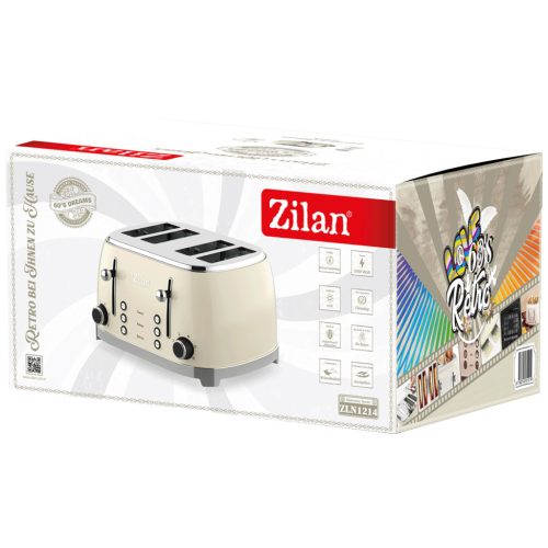 Zilan ZLN1214 Retro kenyérpirító – 4 szeletes, 1500 W, fehér