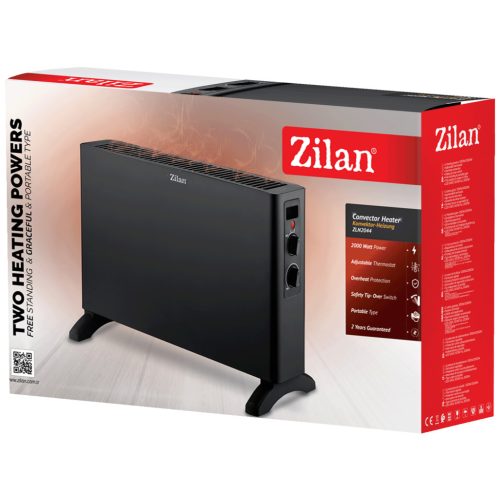 Zilan ZLN2044 elektromos konvektor, fűtőtest, fekete, 1250W/2000W