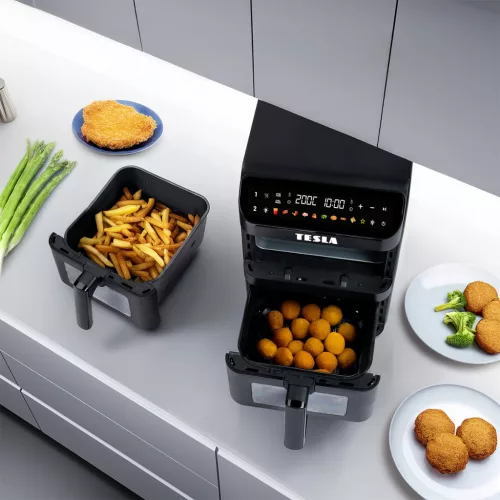 TESLA AirCook Q670 XXL DualZone multifunkciós digitális forró levegős sütő
