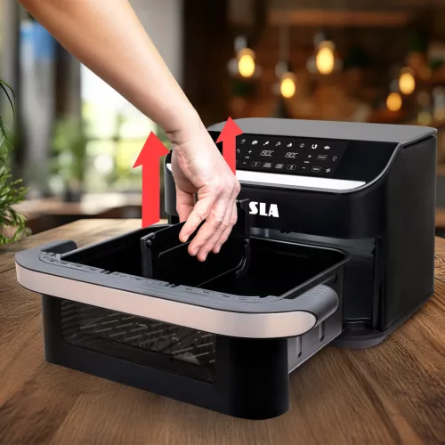 MINTATERMI - TESLA AirCook Q570 XXL FlexiZone dupla forrólevegős fritőz