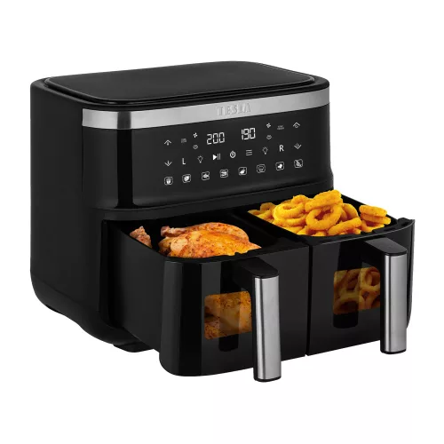 MINTATERMI - TESLA Aircook Q450 XXL DualZone digitális forrólevegő sütő, 7,6L