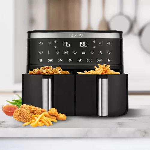 MINTATERMI - TESLA Aircook Q450 XXL DualZone digitális forrólevegő sütő, 7,6L