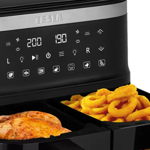 MINTATERMI - TESLA Aircook Q450 XXL DualZone digitális forrólevegő sütő, 7,6L
