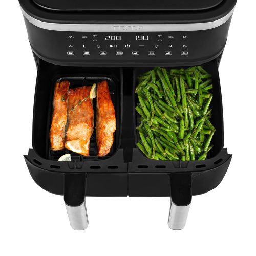 TESLA Aircook Q450 XXL DualZone digitális forró levegő sütő, 7,6L