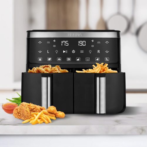 TESLA Aircook Q450 XXL DualZone digitális forró levegő sütő, 7,6L