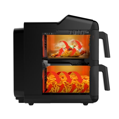 TESLA AirCook DualZone Q680 XXL dupla forró levegős sütő