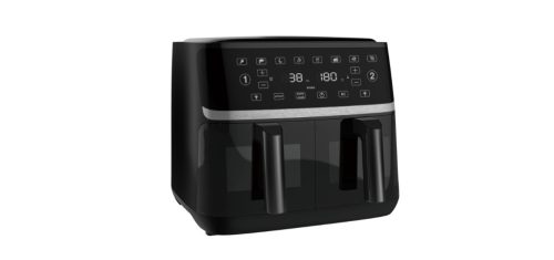 Amiko A60 Hot Air Fryer multifunkcionális kétkosaras digitális forrólevegős sütő, 10 liter - fekete