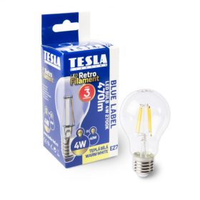   Tesla - LED Filament RETRO izzó, E27, 4W, 230V, 470lm, 2700K, 360°, clear