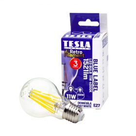   Tesla - LED izzó, E27, 11W, 230V, 1521lm, 2700K meleg fehér, 360°, clear