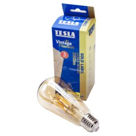   Tesla - LED CONE VINTAGE izzó, E27, 4W, 230V, 380lm, 2400K, 360°, borostyán
