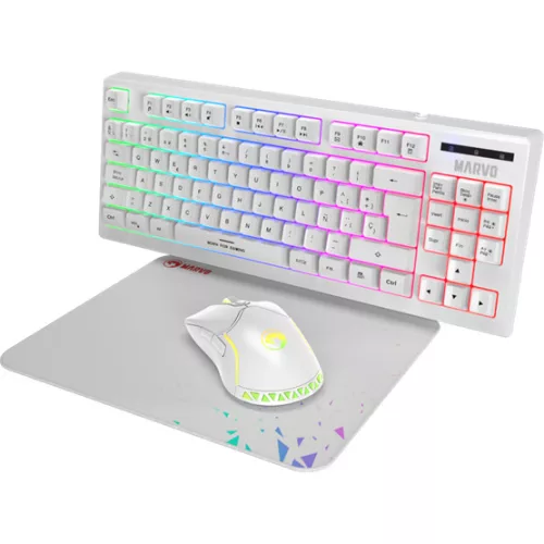 MARVO Loot 30 billentyűzet+egér+egérpad combo - Fehér - UK /Membrán/