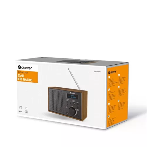 Denver DAB-46DGR - DAB+ rádió beépített FM rádióval - Sötétszürke - Bemutató termék