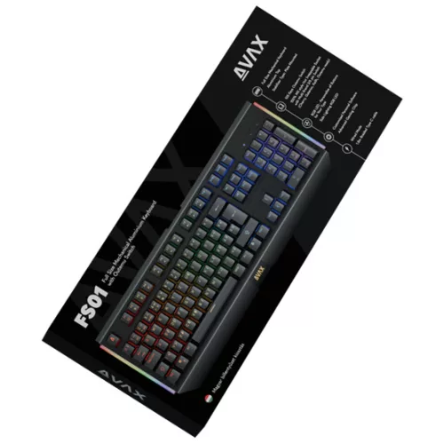 AVAX FS01 Full size mechanikus vezetékes alumínium billentyűzet Outemu piros switch, magyar kiosztás - Dobozsérült