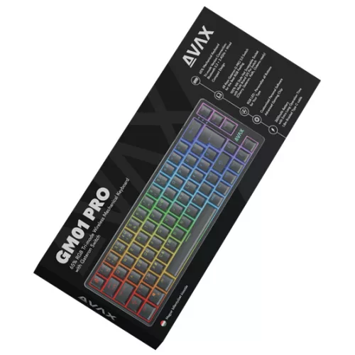 AVAX GM01 PRO 65% RGB tri-mode mechanikus billentyűzet Gateron sárga switch, magyar kiosztás