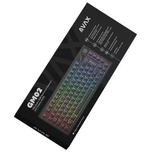 AVAX GM02 75% Gasket RGB mechanikus vezetékes billentyűzet Outemu barna switch, magyar kiosztás