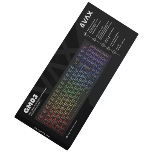 AVAX GM03 98% Gasket RGB mechanikus vezetékes billentyűzet Outemu barna switch, magyar kiosztás
