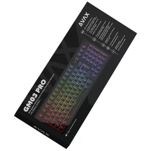 AVAX GM03 PRO 98% Gasket RGB tri-mode mechanikus billentyűzet Gateron piros switch, magyar kiosztás