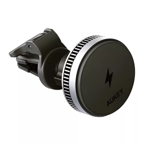 Aukey MagFusion Dash Pro Qi2 aktív hűtésű szellőzőrácsra rögzíthető, vezeték nélküli autós telefon töltő és tartó
