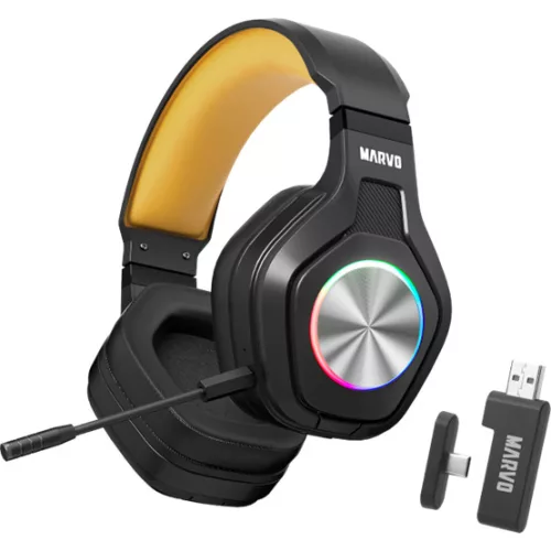 MARVO Pulz 80W vezeték nélküli fejhallgató - fekete - RGB világítás