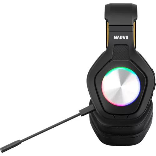 MARVO Pulz 80W vezeték nélküli fejhallgató - fekete - RGB világítás