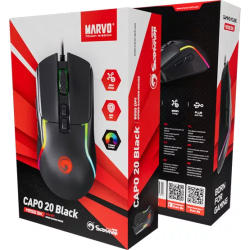 MARVO Capo 20 vezetékes egér - fekete