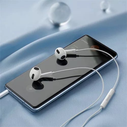 Baseus Encok H17 Wired Earphones 3,5 mm jack mikrofonos fülhallgató, fehér