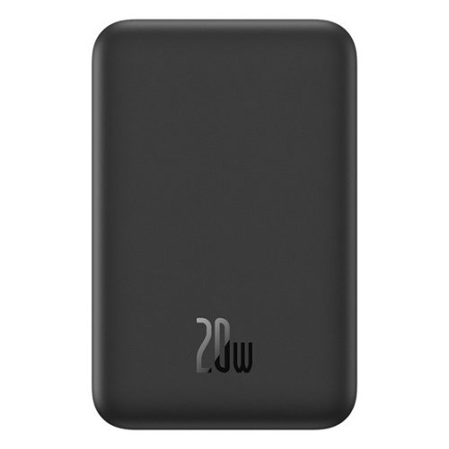 Baseus Magnetic Mini vezeték nélküli gyorstöltő powerbank 5000 mAh, 20W, fekete + 60W USB Type-C, 30cm kábel