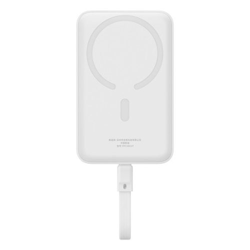 Baseus Magnetic Mini vezeték nélküli gyorstöltő powerbank 10000mAh, 30W, beépített USB Type-C kábel, fehér