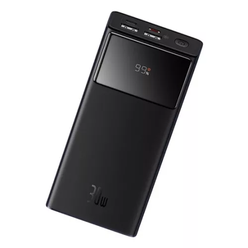 Baseus Star-Lord gyorstöltő powerbank 30000 mAh, 30W, fekete + 3A USB Type-A – Type-C, 30cm kábel