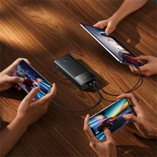 Baseus Star-Lord gyorstöltő powerbank 30000 mAh, 30W, fekete + 3A USB Type-A – Type-C, 30cm kábel