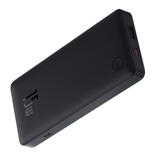 Baseus Airpow Lite gyorstöltő powerbank 10000 mAh, 15W, fekete + USB Type-C, 30cm kábel