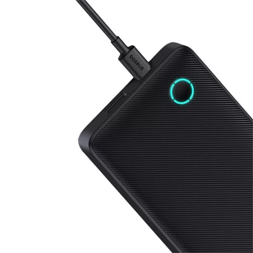 Baseus Airpow Lite gyorstöltő powerbank 10000 mAh, 15W, fekete + USB Type-C, 30cm kábel
