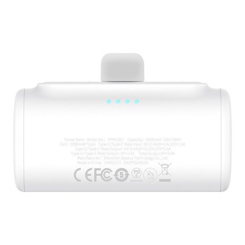 Baseus Compact 20W gyorstöltő powerbank, 5000mAh, Type-C csatlakozóval, fehér