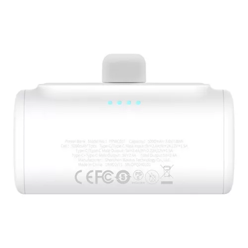 Baseus Compact 20W gyorstöltő powerbank, 5000mAh, Type-C csatlakozóval, fehér