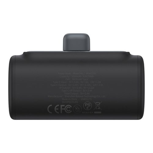 Baseus Compact 20W gyorstöltő powerbank, 5000mAh, iPhone csatlakozóval, fekete