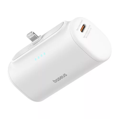 Baseus Compact gyorstöltő powerbank 5000 mAh, 20W iPhone csatlakozóval, fehér