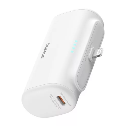 Baseus Compact gyorstöltő powerbank 5000 mAh, 20W iPhone csatlakozóval, fehér