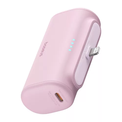 Baseus Compact 20W gyorstöltő powerbank, 5000mAh, iPhone csatlakozóval, rózsaszín