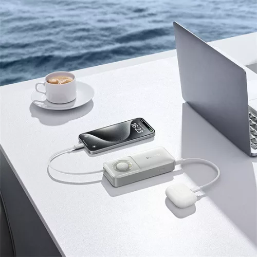 Baseus Free2Pull gyorstöltő powerbank 10000 mAh, 30W, beépített USB Type-C kábel, szürke